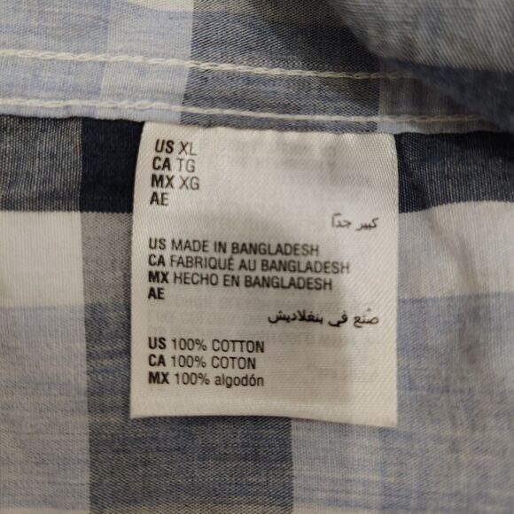 CLUB ROOM Blue Plaid 100% Cotton Men's XL Long Sleeve Button Down Shirt - Picture 6 of 6